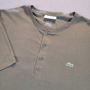 Lacoste Mens Henley Shirt 3XL Green Pima Cotton Casual Classic Minimalist